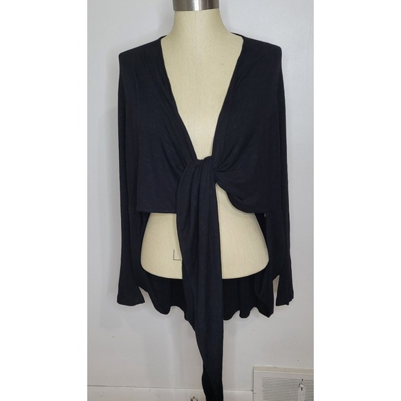 Women Kedem Sasson Black Jacket Tie Closure One Size Minimalist Lagenlook - Picture 3 of 7